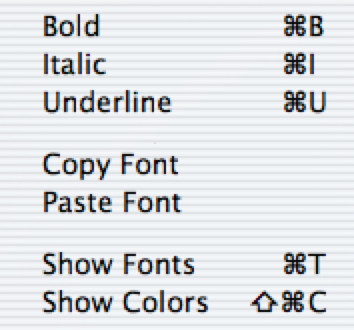 iChat Format Menu