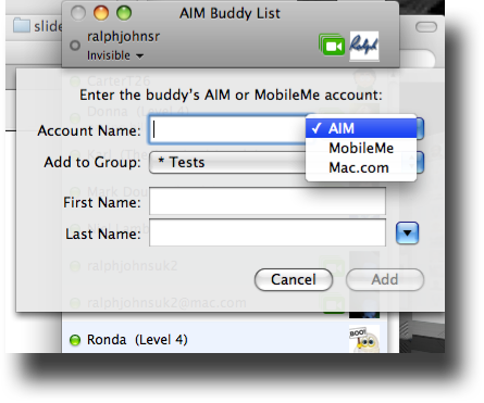 Add Buddy Types Window