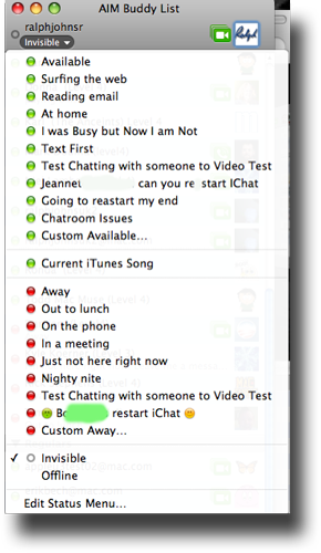 Status Message list window
