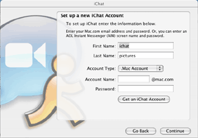 iChat 2 Start up screen
