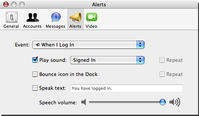 iChat 3 Alert Preferences Pane