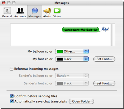 Messages Prefs